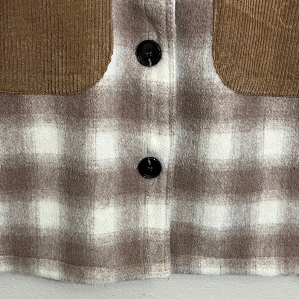 Vigoss Brown Cream Checkered Button Jacket - Picture 8 of 16